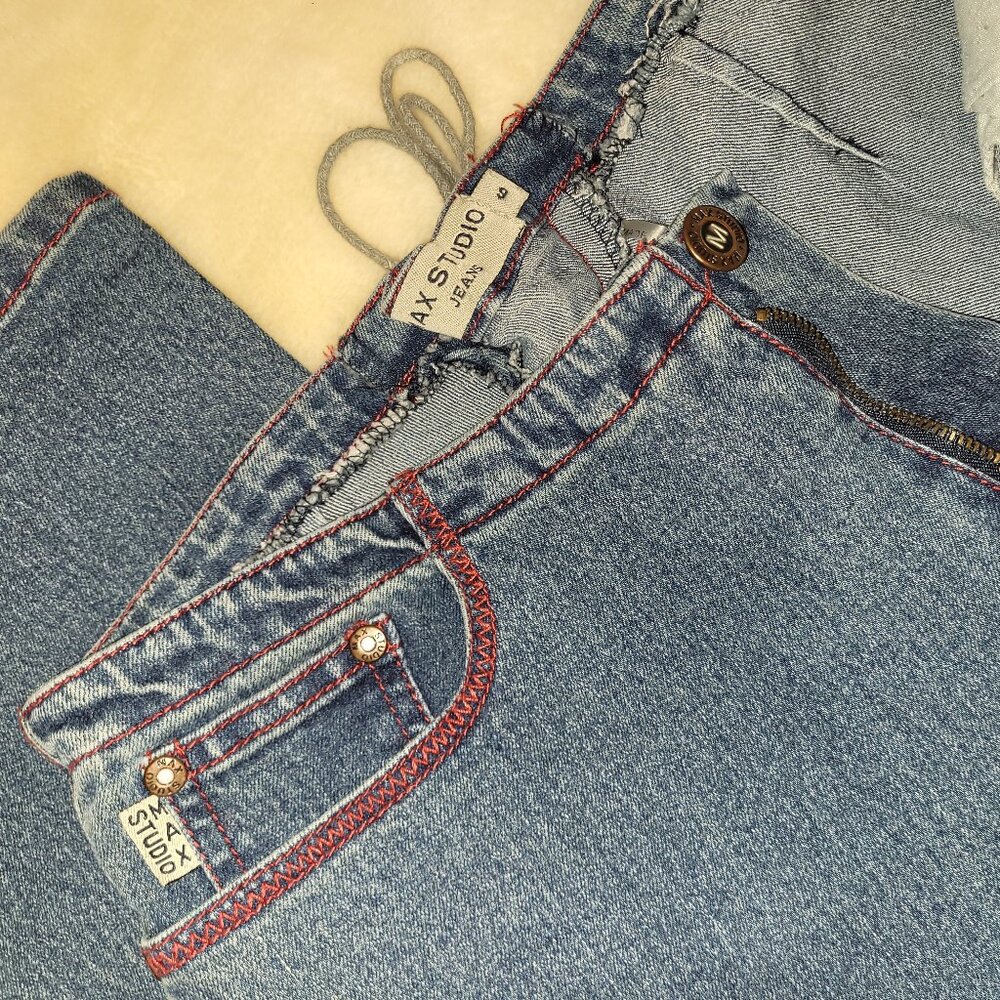 Max Studio Jeans 6 Dark Blue Wash with Red Stitching